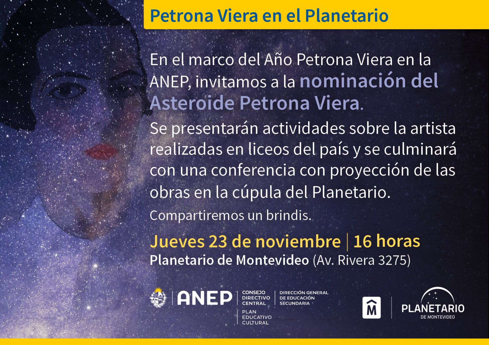 invitación asteroide Petrona Viera