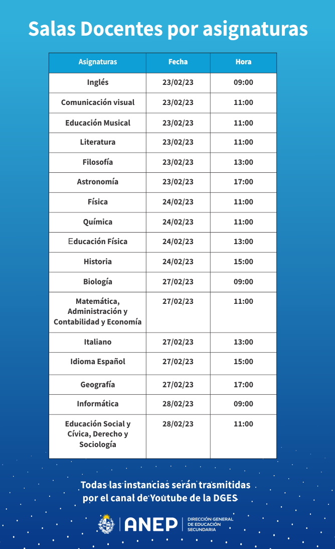 Calendario de salas docente